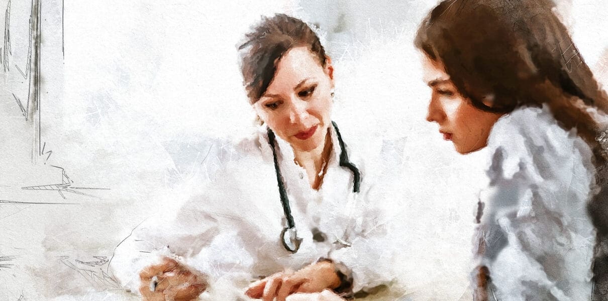 Charming,Female,Doctor,Giving,Advice,To,A,Female,Patient.