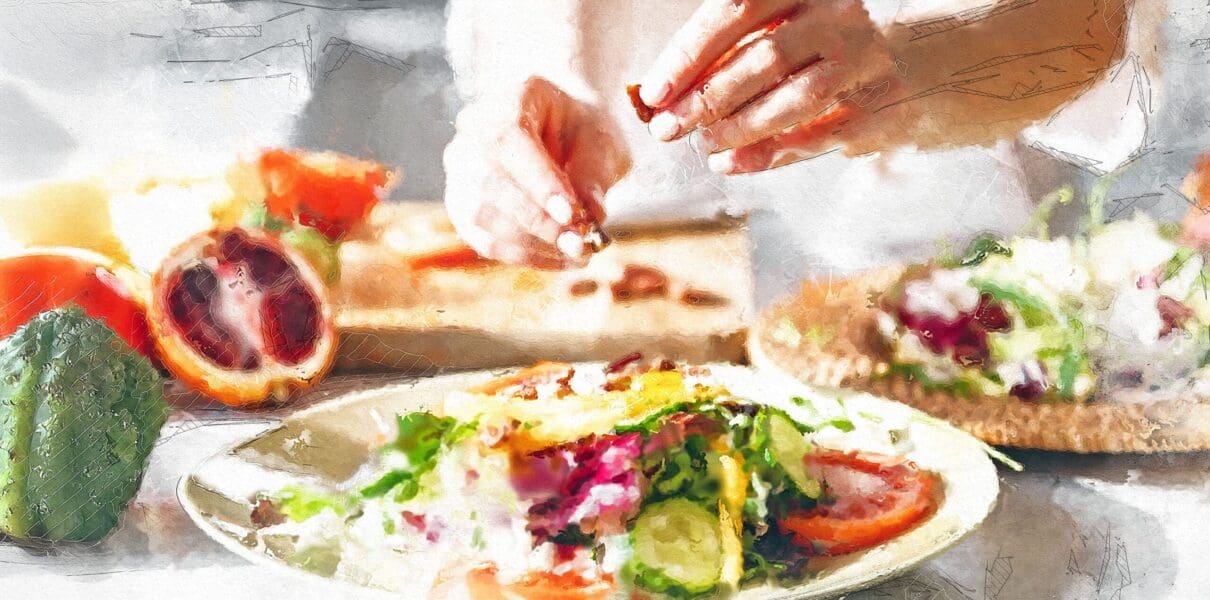 A,Woman,Making,Fresh,Vegetable,Salad,,Close-up,,Concept,Of,Diet